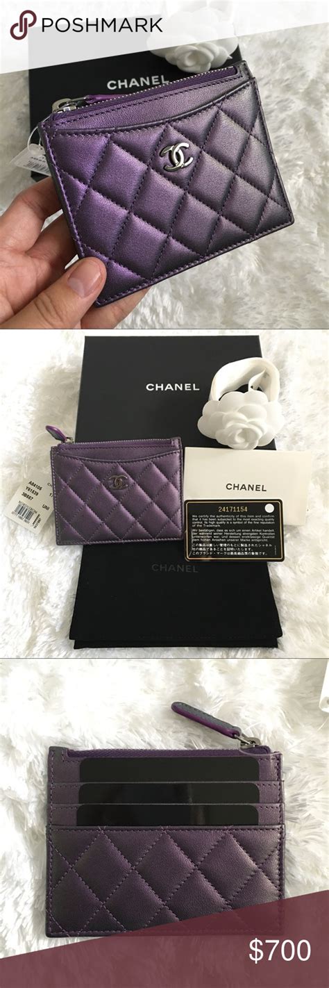 boy cardholder chanel irredencent purple|real real Chanel wallets.